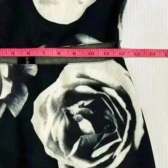 L'Atiste by Amy Womens SM Mini Shift Dress Navy Blue White Floral Long Sleeve - Picture 4 of 10